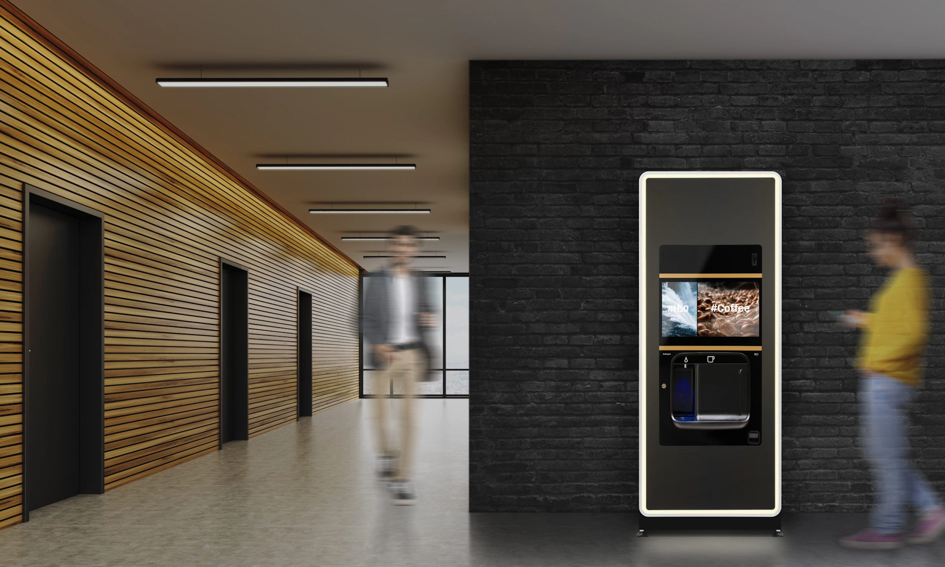 The Neo Q Coffee machine and water fountain in situ