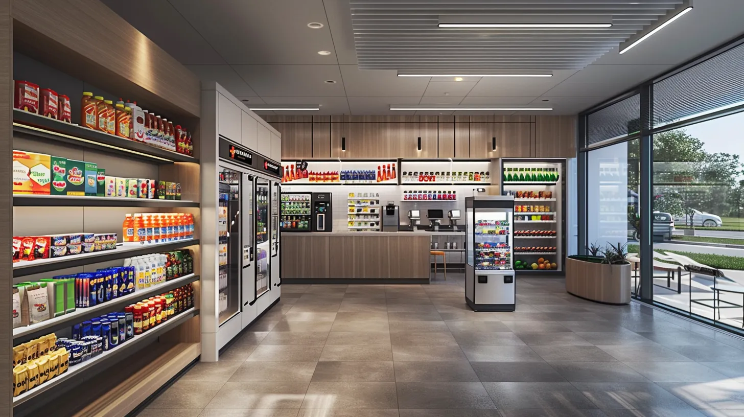 The PicoCooler Vision + Ambient Cabinet Smart Micromarket Fridge + Ambient in situ